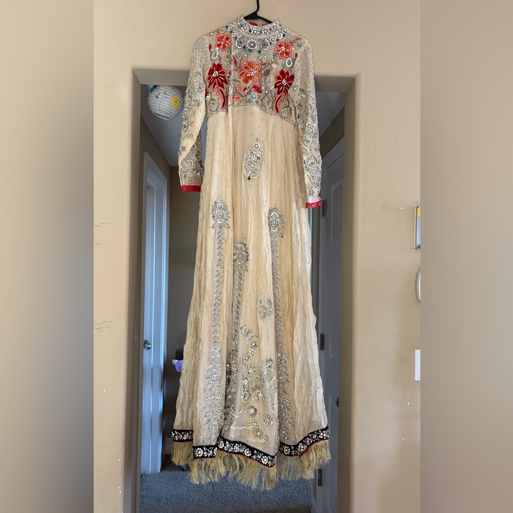 Embellished Cream and Red Gown